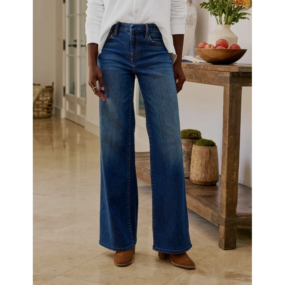 Frank & Eileen Galway 32" Wide Leg Jeans Finished Hem Classic Quiet Luxury Italy